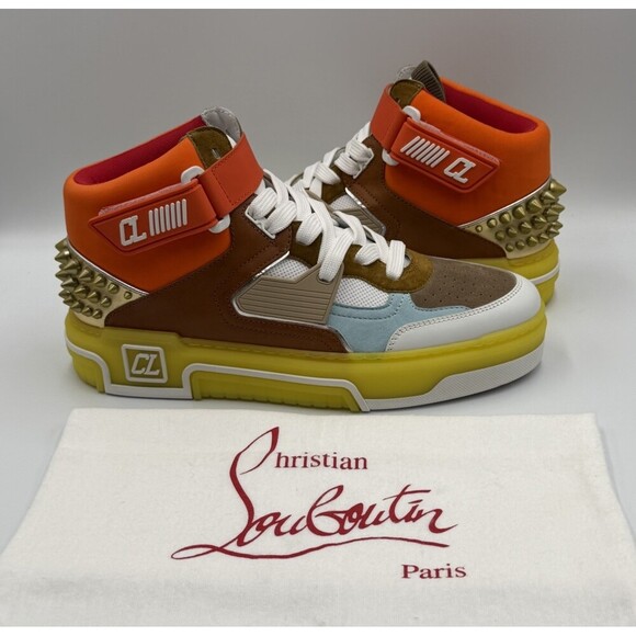 AUTHENTIC Christian Louboutin High Top Sneakers Red Sole Spikes Size 43 EU 10 US main image 7